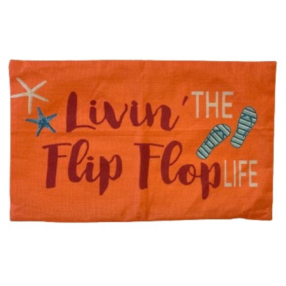 Orange Livin’ The Flip Flop Life Indoor/Outdoor Pillow Sham - 12”x20” - Picture 3 of 6